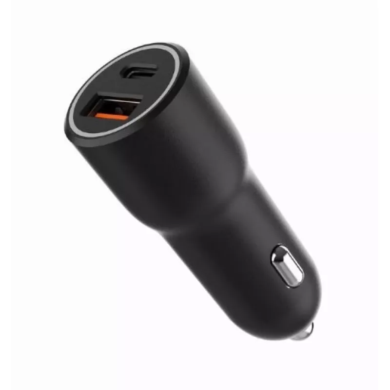 Automobilinis mobiliųjų įrenginių įkroviklis Gembird TA-UC-AC2PDQC38-CAR-01, USB-C, 38W, 12–24V, juodas