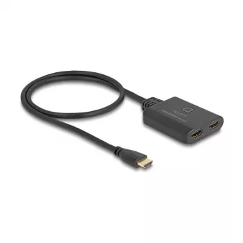 DeLOCK HDMI jungiklis 2 x HDMI į 1 x HDMI 8K 60 Hz integruotas kabelis 50 cm