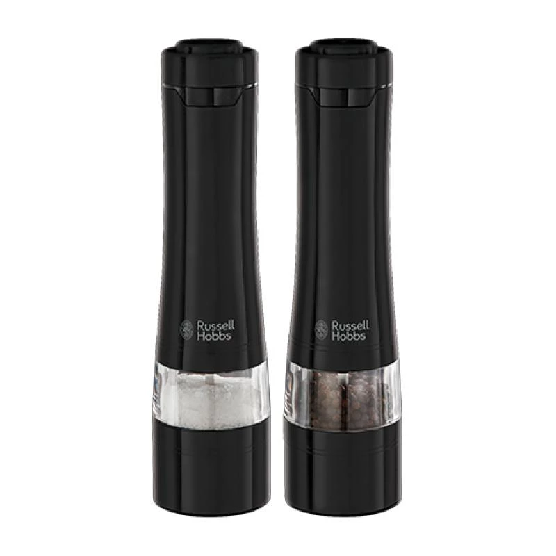 Russell Hobbs 28010-56 Electric Salt Mill Set (High Quality, Automatic, Adjustable Grinding, Light on Base, Juoda Metal Design) Pepper Mill