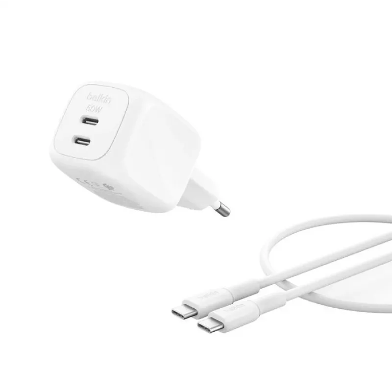 Belkin BoostCharge Pro - Maitinimo šaltinis - GaN - 50 W - Greitas įkrovimas - 2 išvesties prievadai (2 x USB-C)