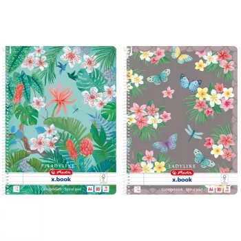 Spiralinis bloknotas Herlitz A4 Ladylike 80 lapų linijomis su parašte, asorti motyvais