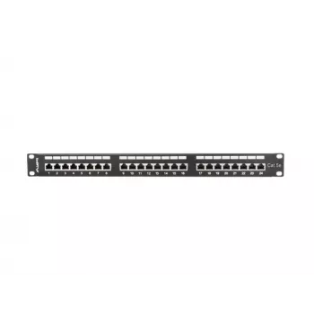 Pataisų skydelis 1U LANBERG PPS5-1024-B — 24 prievadų RJ-45 Cat5, metalinis, juodas, montavimas į stovą