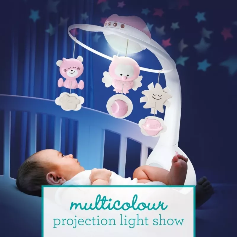 Kūdikių muzikinė dėžutė B-kids 3in1 Infantino 150302050 — pudrinė rožinė, 3-in-1 raminantis žaislas