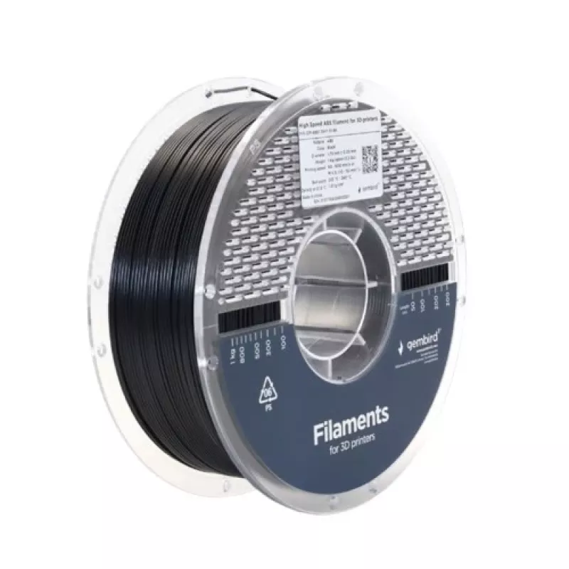 Gembird 3DP-ABS1.75HY-01-BK 3D spausdintuvo siūlas ABS High Speed 1,75 mm 1 kg juodas