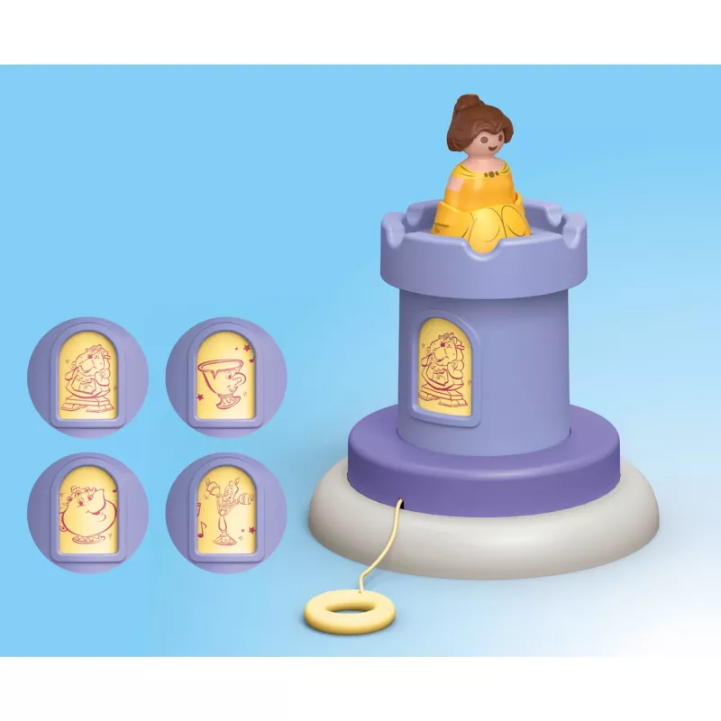 PLAYMOBIL JUNIOR & Disney: Belle's žaidimų bokštas su garsu | Žaidimų rinkinys mažyliams 1–3 m.