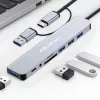 QOLTEC USB-C šakotuvas 4x USB + SD/TF kortelių skaitytuvas modelis 53794