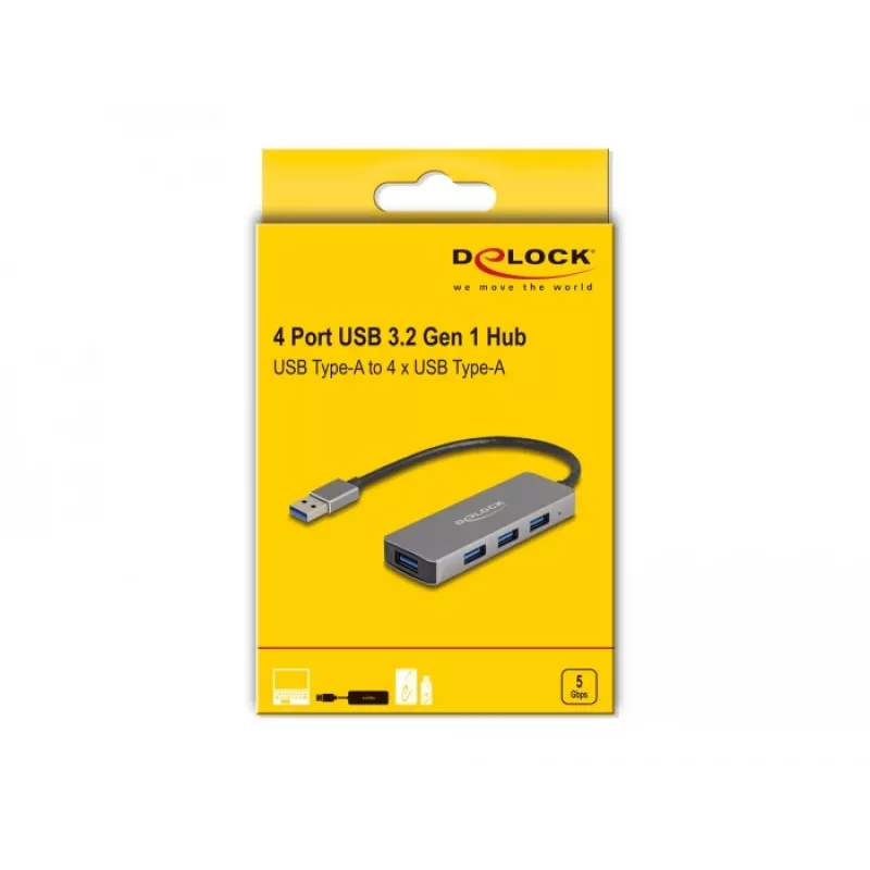 DeLOCK 63171 USB šakotuvas 3.2 Gen 1 Type-A 5000 Mbit/s Pilkas