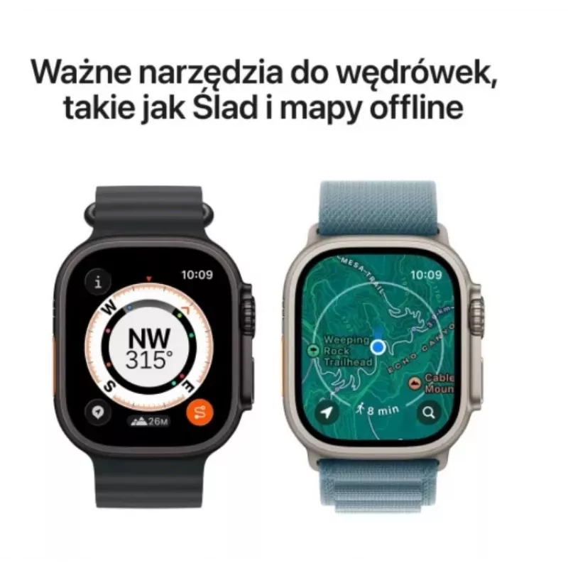 Išmanusis laikrodis „Apple Watch Ultra 3“ GPS + Cellular 49 mm natūralaus titano korpusas su šviesiai mėlynu „Alpine Loop“ dirželiu (mažas)