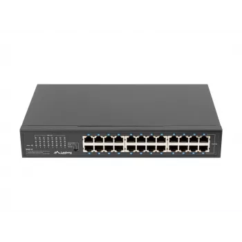 Nevaldomas komutatorius LANBERG RSGE-24 — 24× Gigabit Ethernet 1U, montuojamas į stovą, juodas