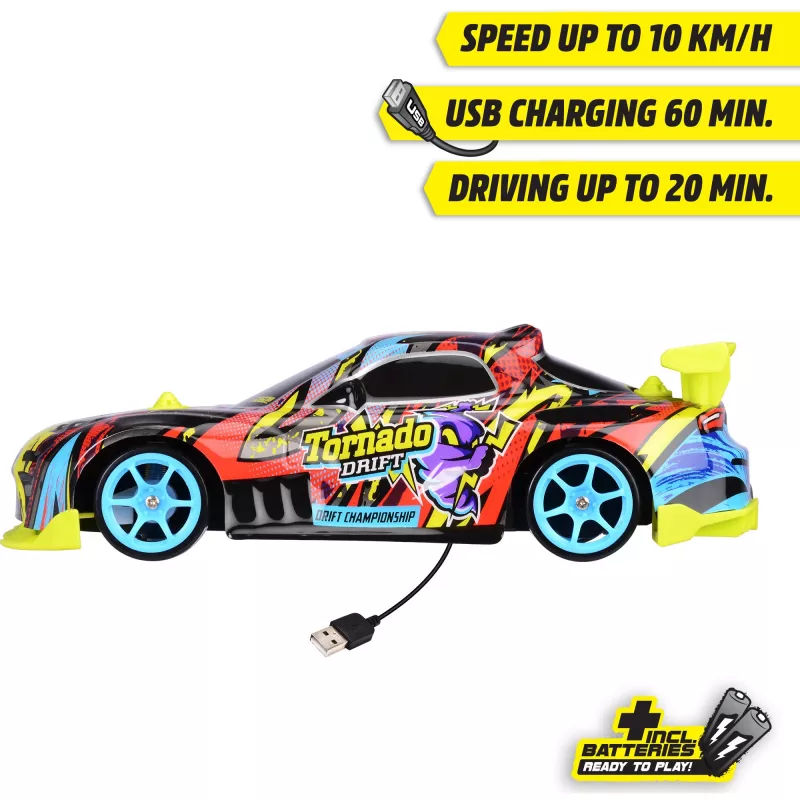 Radijo bangomis valdomas automobilis Dickie Tornado Drift RTR 2.4 GHz – paruoštas važiuoti driftinis automobilis