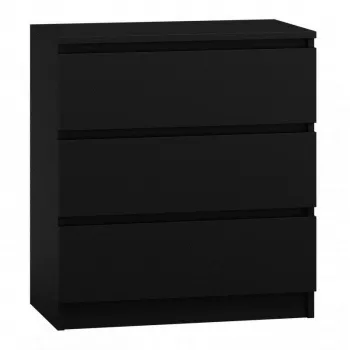 Komoda top e shop M3 CZERŃ — 3 stalčiai, medienos drožlių plokštė, 700×400×770 mm, juoda