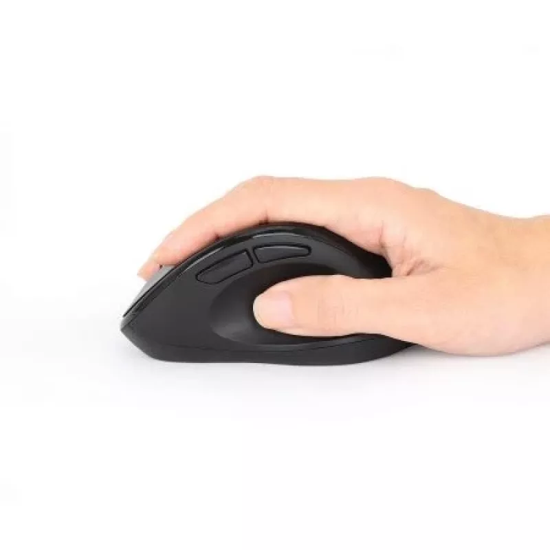 „Manhattan“ ergonominė belaidė pelė, dešiniarankiams, reguliuojama 800/1200/1600 dpi, 2,4 GHz (iki 10 m), šeši mygtukai su slinkties ratuku, kombinuotas USB-A ir USB-C imtuvas, juoda, AA baterija (pridedama), trejų metų garantija