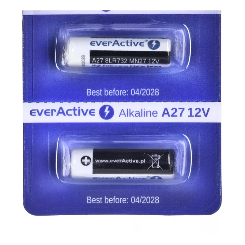 Įkraunamų baterijų rinkinys everActive 27A5BL, šarminės 12 V, cilindrinės, 5 vnt., 27,3 × 7,62 mm