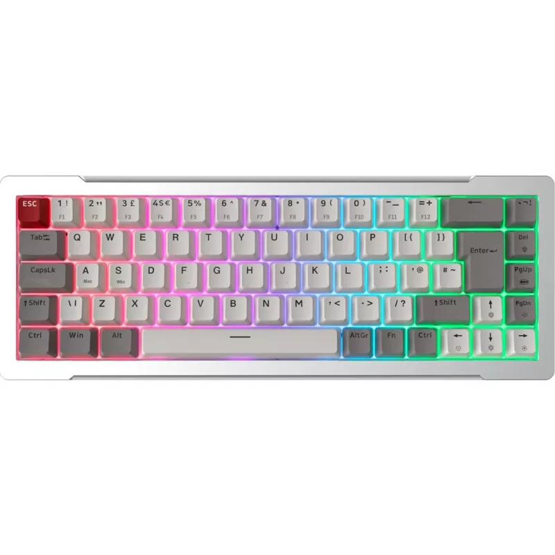 Raijintek MGA-68 žaidimų klaviatūra, Hejin Magnetic Yellow jungikliai, DE išdėstymas, sidabrinė