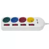 Maitinimo lizdas MACLEAN MCE229W — 4 lizdai, 2× USB, 1.5 m laidas, F tipas, 10 A, balta