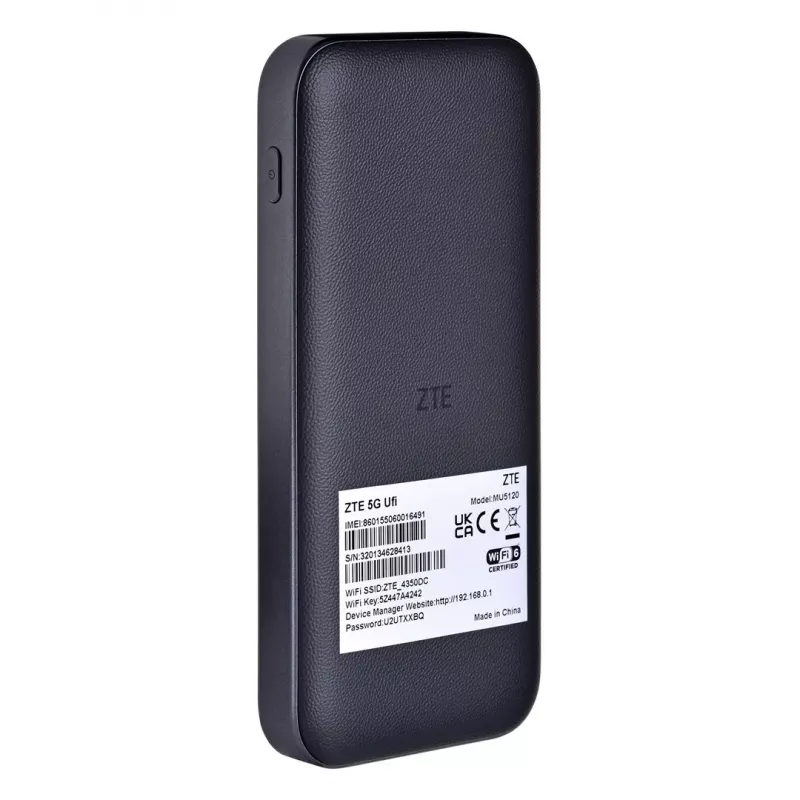 Mobilusis modemas ZTE MU5120 5G — jutiklinis ekranas, 9800 mAh baterija, Qualcomm SDX62, dviejų juostų Wi‑Fi, iki 64 įrenginių