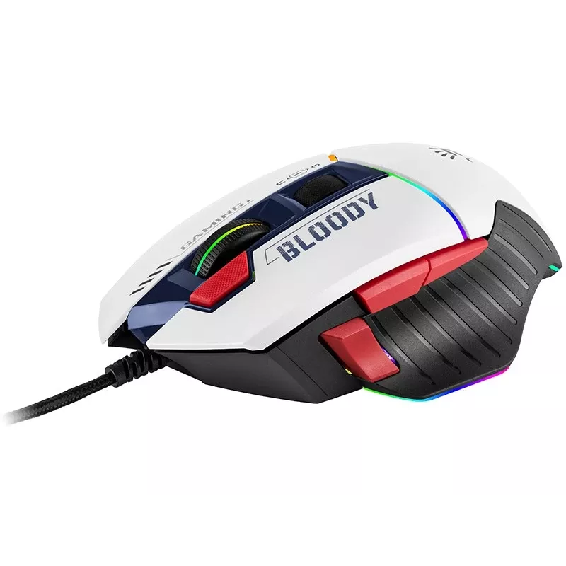 Žaidimų pelė A4Tech Bloody W95Max USB — dešiniarankė, balta, 12000 DPI, 1 ms, 250 ips, 125/2000 Hz