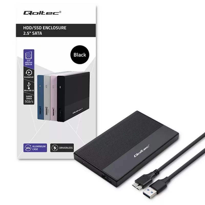 Korpusas 2,5 colio SATA SSD/HDD QOLTEC 52277 USB 3.0
