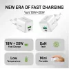USB C/A tinklo įkroviklis YENKEE YAC G38 20W 3A Power Delivery (USB‑C ir USB‑A)