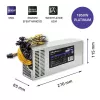 Qoltec 50350 maitinimo šaltinis 1850W PCI-E| 80 Plus Platinum | Gaming Miner