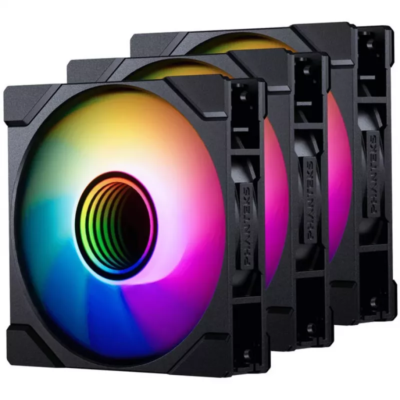 120mm PHANTEKS M25 Gen2 PWM D-RGB korpuso ventiliatorius, juodas, 3 kontaktų