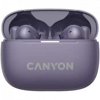 Canyon CNS-TWS10PL ausinės ir laisvų rankų įranga, tikrai belaidės stereofoninės (TWS), į ausis įdedamos, skambučiams / muzikai / sportui / kasdieniam naudojimui, USB Type-C, Bluetooth, violetinės (CNS-TWS10PL)