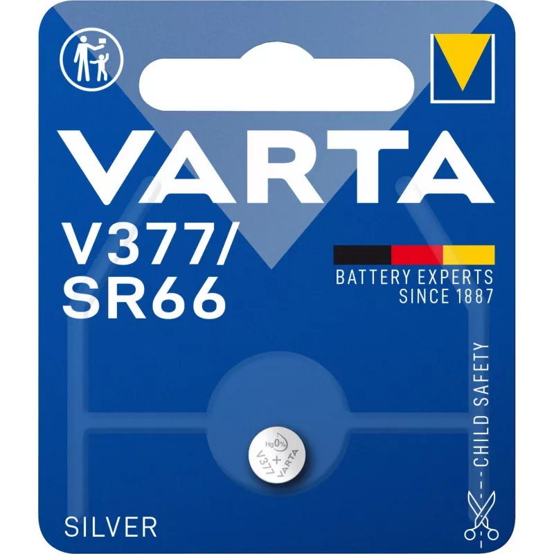 VARTA Electronics Battery V 377 Silver 27 mAh 2.6 V (00377 101 401)