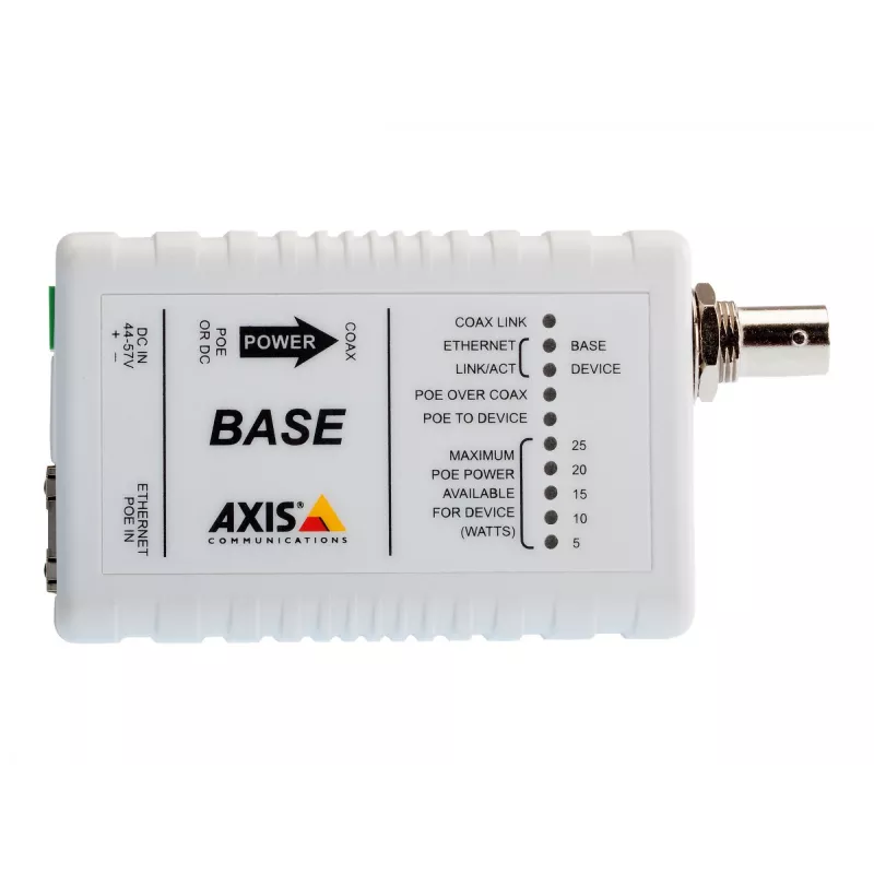 AXIS T8640 Ethernet Over Coax Adaptor PoE+ – medijos keitiklis – Ethernet, Fast Ethernet – 10Base-T, 100Base-TX – RJ-45 / BNC (2 vnt. pakuotėje) – skirtas AXIS P1346, P1346-E, P5534, P5534-