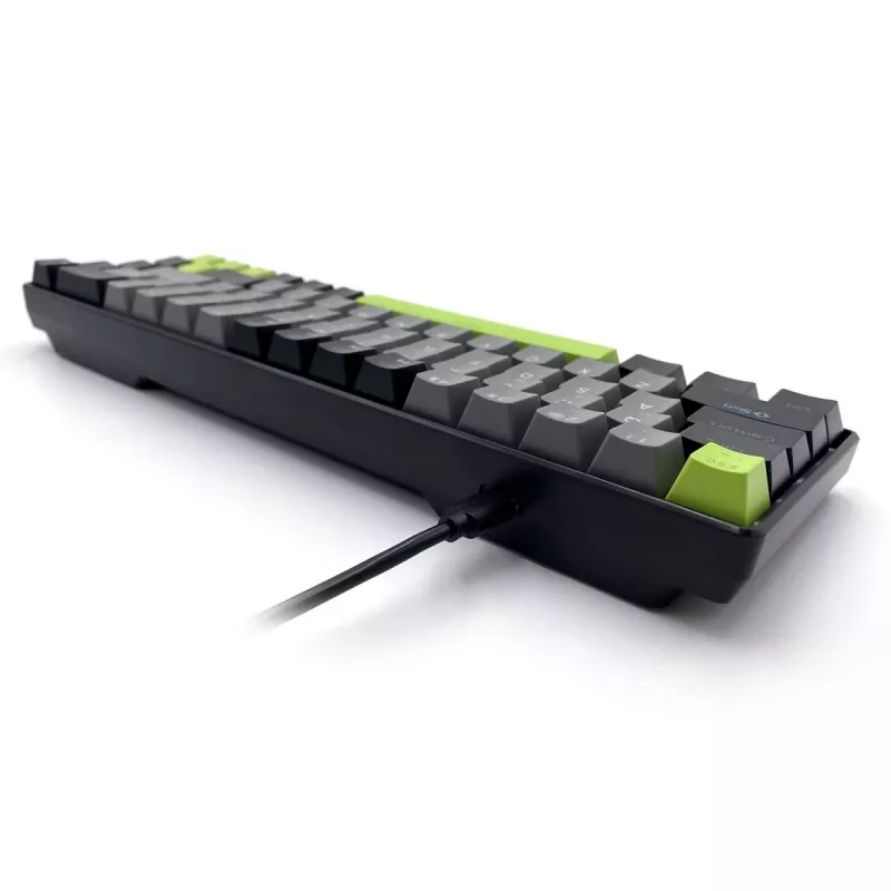 Mechaninė klaviatūra MEDIA-TECH MT1260 Red Core MX60, 60 % formos koeficientas, CHERRY MX Red jungikliai, RGB apšvietimas, USB, žalia