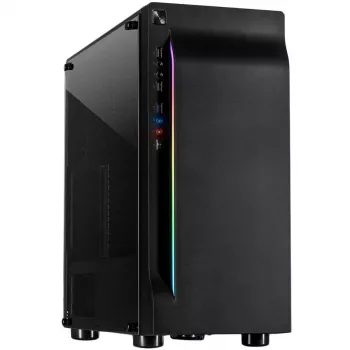 Korpusas INTER-TECH A-3411 Creek Gaming Tower, ATX, 1xUSB3.0, 2xUSB2.0, PSU pasirenkamas, lango formos šoninis skydas, LED apšvietimas priekyje, integruotas RGB LED, juodas