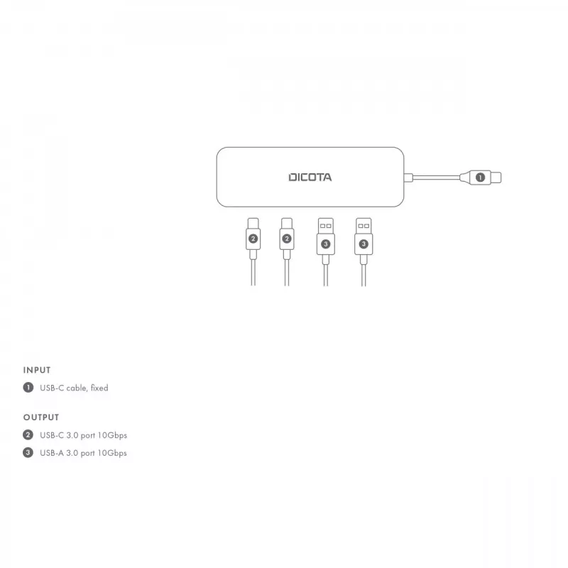 USB Type-C Hub DICOTA D32061 10000 Mbit/s sidabrinis