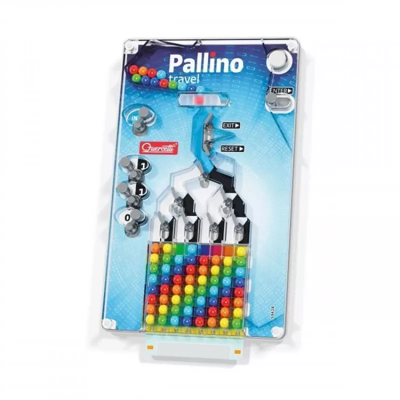 Edukacinis mozaikos žaislas QUERCETTI Mosaici Pallino Coding Travel Version 1006 — nešiojamas kaištelių programavimo rinkinys