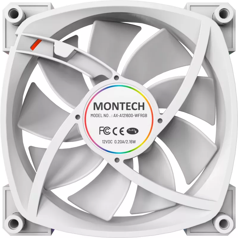 Montech AX120 120mm PWM ARGB korpuso ventiliatoriai, 3 vnt., balti