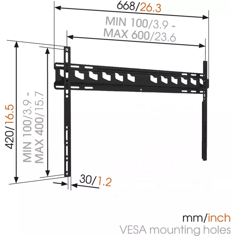 Vogels | Sieninis laikiklis | MA4000-A1 | Fiksuotas | 40-80 | Maksimalus svoris (talpa) 80 kg | Juoda
