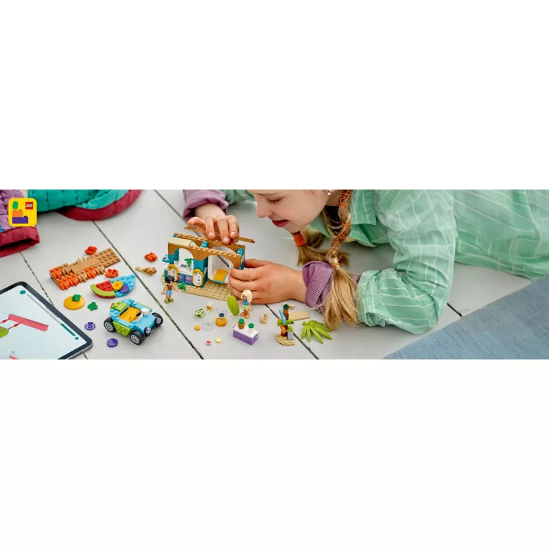 LEGO Friends paplūdimio kokteilių kiosko vaikų žaidimų maisto rinkinys, dovanojimo idėja mergaitėms ir berniukams nuo 6 metų, su 2 mini lėlytėmis, vėžliuko figūrėle ir