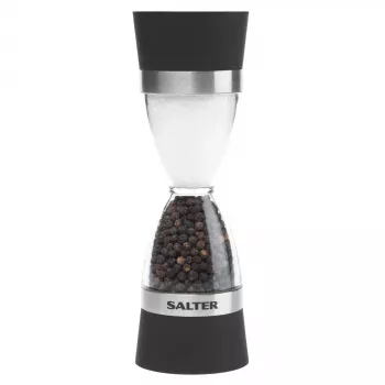 Mechaninis druskos ir pipirų malūnėlis „Salter 7611 BKXRUP1“ 2-in-1 reguliuojami malimo nustatymai, nerūdijantis plienas