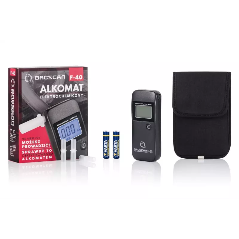 Alkotesteris BACscan F-40, bekontaktis, BAC 0–4%, 1% tikslumas, 20 s įšilimo laikas, LCD, baterija AAA×2