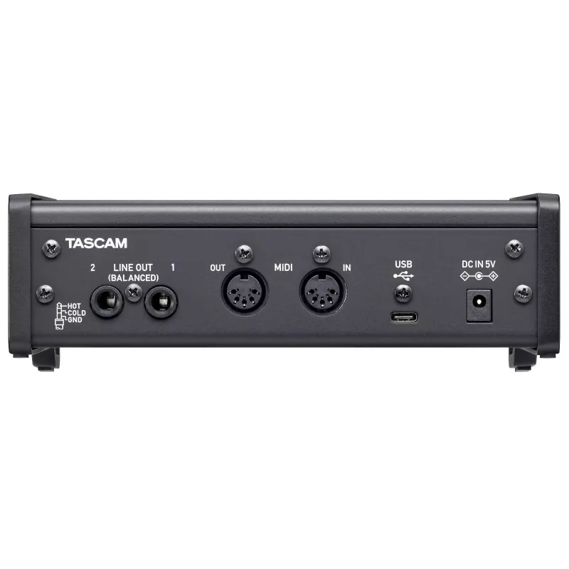 Garso sąsaja Tascam US-2X2HR, 2 x XLR/combo įvestys, 192 kHz, USB 2.0, MIDI įvestis/išvestis, stalinė, juoda