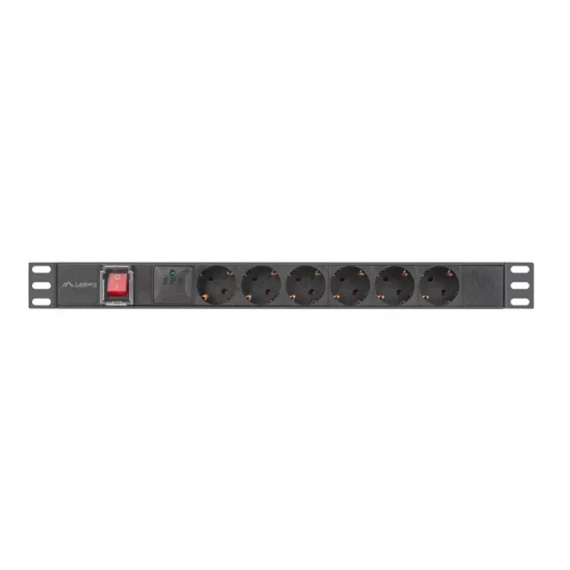 Lanberg PDU-05F-0200-BK maitinimo paskirstymo įrenginys (PDU) 5 kintamosios srovės lizdai 1U juodas