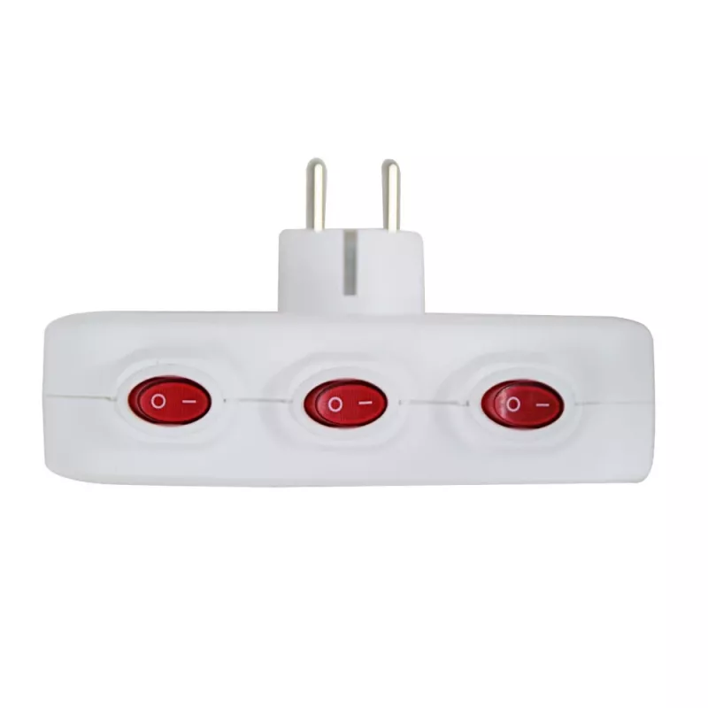 Maitinimo skirstytuvas ESPERANZA ELK307W — 3 lizdų perjungiamas vidaus adapteris, E tipo kištukas, 220–240 V, 16 A, 3680 W, baltas
