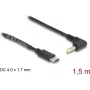 DeLOCK USB-C maitinimo laidas į DC 4,0 x 1,7 mm kištuką, kampinis, 1,5 m