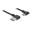 USB laidas DeLOCK EASY-USB 2.0 Type-A kištukas į Type-C kištuką kampuotas 0,2 m juodas