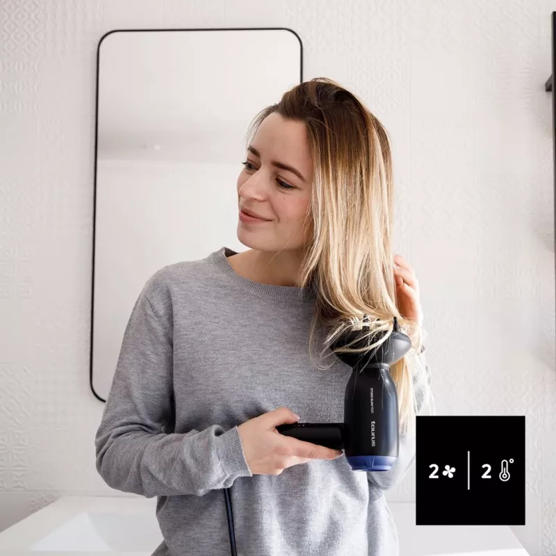 Plaukų džiovintuvas Taurus Studio Glow 1500 — 1400 W, 3 šilumos lygiai, 2 greičiai, sulankstomas, pakabinamas, juodas