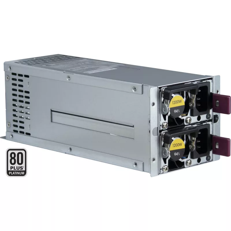 Maitinimo blokas INTER-TECH R2A-DV1200-N 1200 W 2U, 80 PLUS Platinum, 100–240 V, 50–60 Hz, Pilka