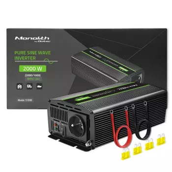 Automobilinis inverteris Qoltec Monolith 2000 W juodas 24 V