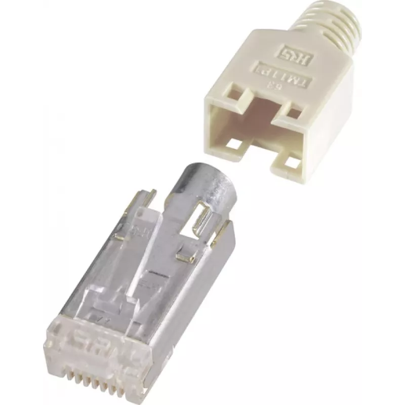 renkforce RJ45 jungtis, ekranuotas CAT5e kištukas, tiesus polių skaičius: 8P8C H9540.1-10 smėlio spalvos H9540.1-10 10 vnt.