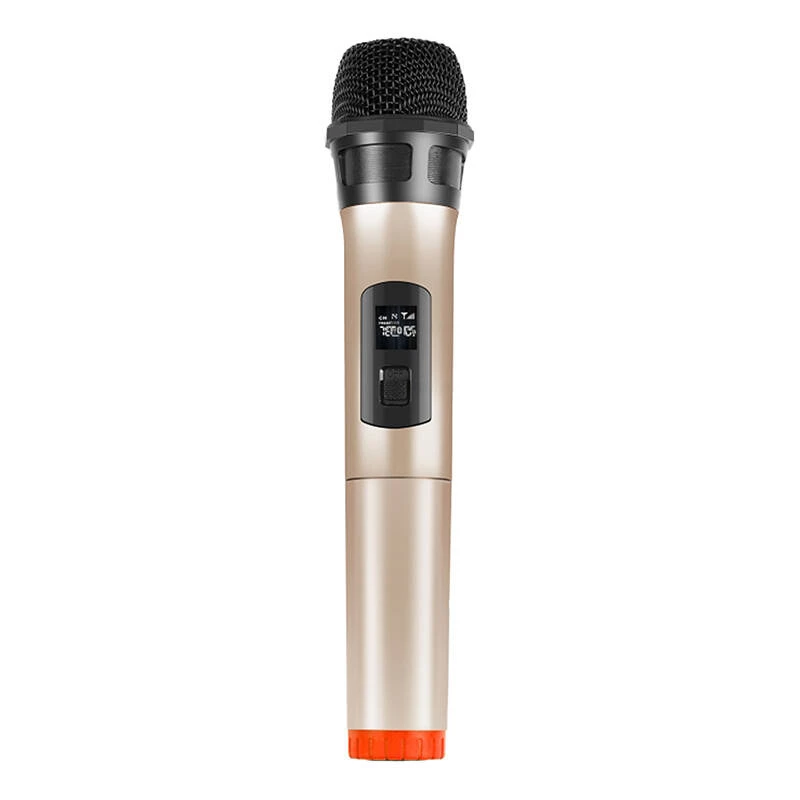 PU628J UHF belaidis dinaminis mikrofonas su LED ekranu (auksinis)