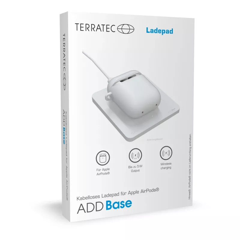 Laidinio įkrovimo stotelė Terratec ADD Base balta USB belaidis įkrovimas patalpoms