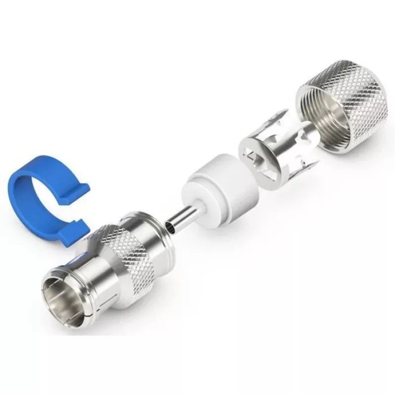 Lengvai montuojamas IEC/koaksialinis lizdas (sidabrinis/mėlynas, 6,5–8,0 mm)