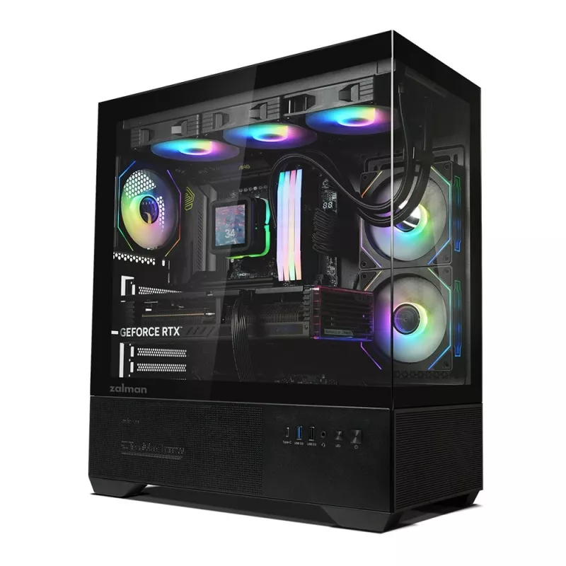 PC korpusas CHRONIX V2 Mid Tower ARGB ventiliatorius x3 juodas